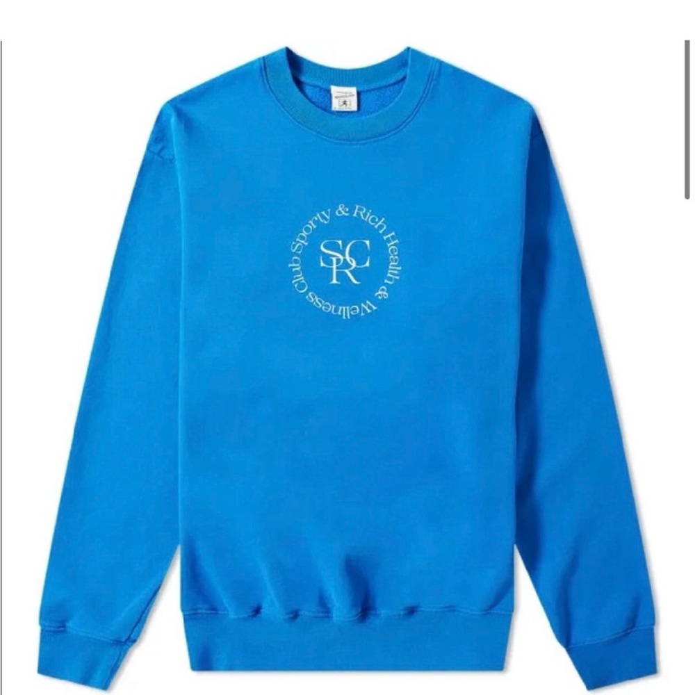 Sporty & Rich SRHWC Blue Cotton Crewneck Oversized Cozy Sweatshirt XL
